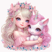 Load image into Gallery viewer, Diamond Painting - Partial Special Shaped - pink girl unicorn (30*30cm)
