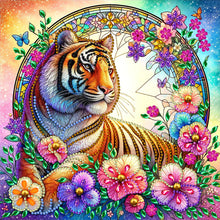 Load image into Gallery viewer, Diamond Painting - Partial Special Shaped - flower tiger (30*30CM)
