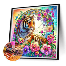 Load image into Gallery viewer, Diamond Painting - Partial Special Shaped - flower tiger (30*30CM)
