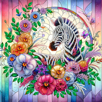 Diamond Painting - Partial Special Shaped - flower zebra (30*30CM)