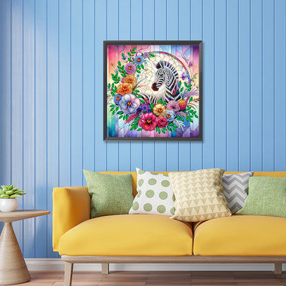 Diamond Painting - Partial Special Shaped - flower zebra (30*30CM)