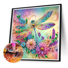 Load image into Gallery viewer, Diamond Painting - Partial Special Shaped - flower dragonfly (30*30CM)
