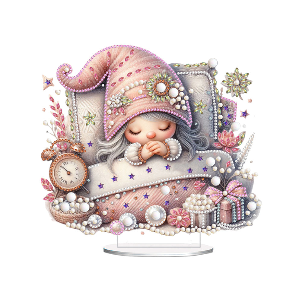 Special Shape Single-Side Sleeping Gnome Desktop Diamond Art Kits for Home Decor