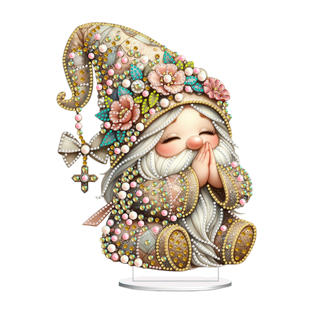 Special Shape Single-Side Prayer Gnome Desktop Diamond Art Kits for Home Decor