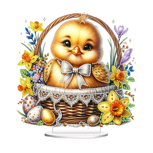 Easter Special Shape Desktop Diamond Art Kit for Adults Beginner (Basket Chick)