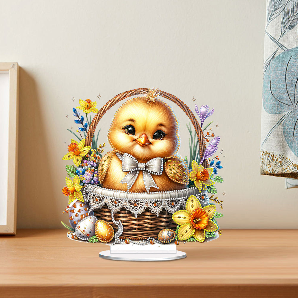 Easter Special Shape Desktop Diamond Art Kit for Adults Beginner (Basket Chick)