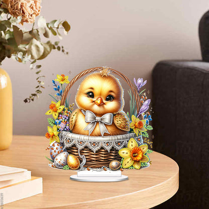 Easter Special Shape Desktop Diamond Art Kit for Adults Beginner (Basket Chick)