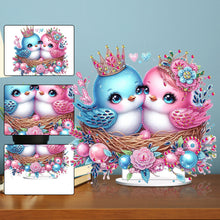 Load image into Gallery viewer, Single-Side Special Shape Desktop Diamond Art Kits for Home Decor (Bird Couple)
