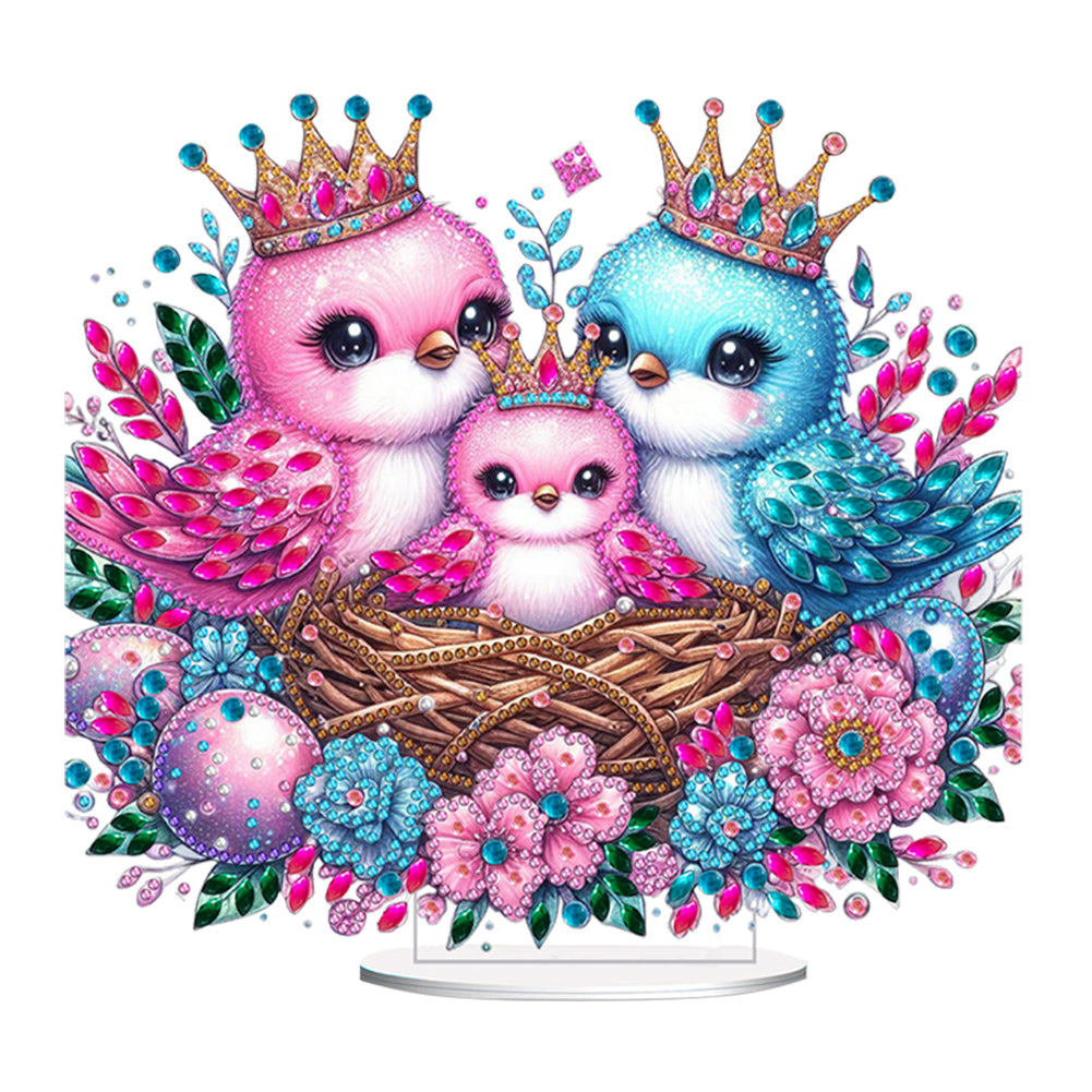 Single-Side Special Shape Desktop Diamond Art Kits for Home Decor (Bird Family)
