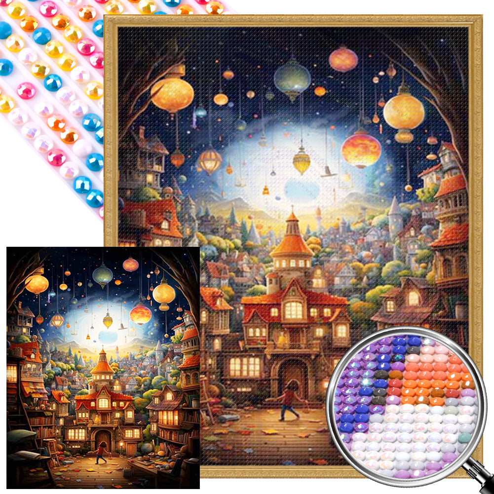 AB Diamond Painting - Full Round - cartoon town (40*50CM)