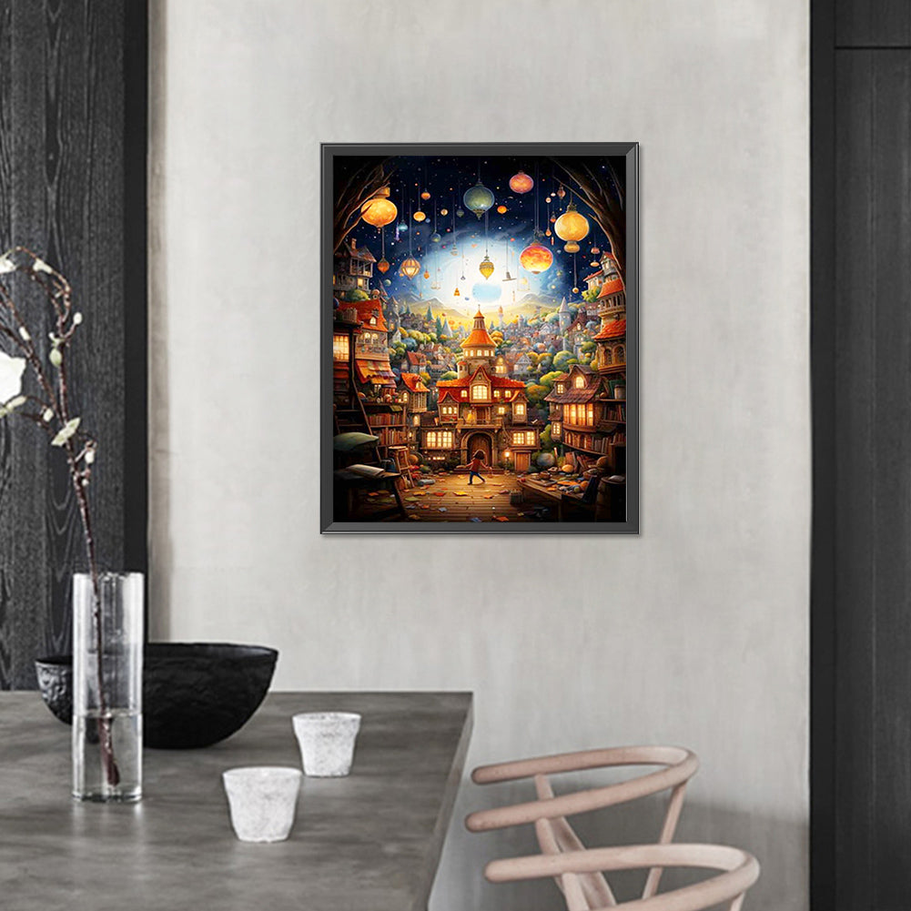 AB Diamond Painting - Full Round - cartoon town (40*50CM)