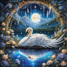 Load image into Gallery viewer, Diamond Painting - Full Round - Swan under the moon (30*30CM)
