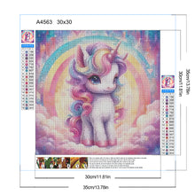 Load image into Gallery viewer, Diamond Painting - Full Round - Rainbow unicorn in the clouds (30*30CM)
