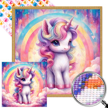 Load image into Gallery viewer, Diamond Painting - Full Round - Rainbow unicorn in the clouds (30*30CM)
