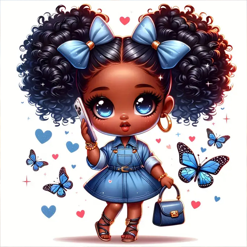 Diamond Painting - Full Round - curly black girl (30*30CM)