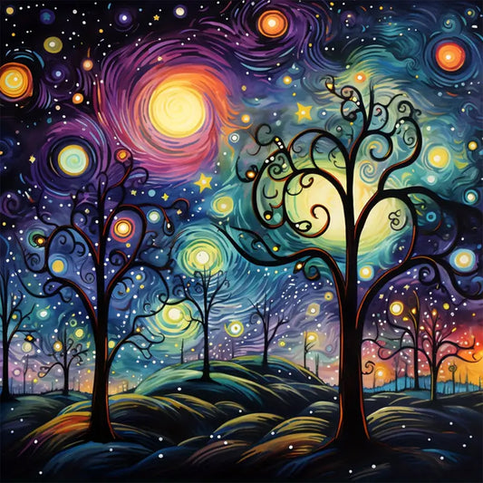 Diamond Painting - Full Round - abstract night scene (30*30CM)
