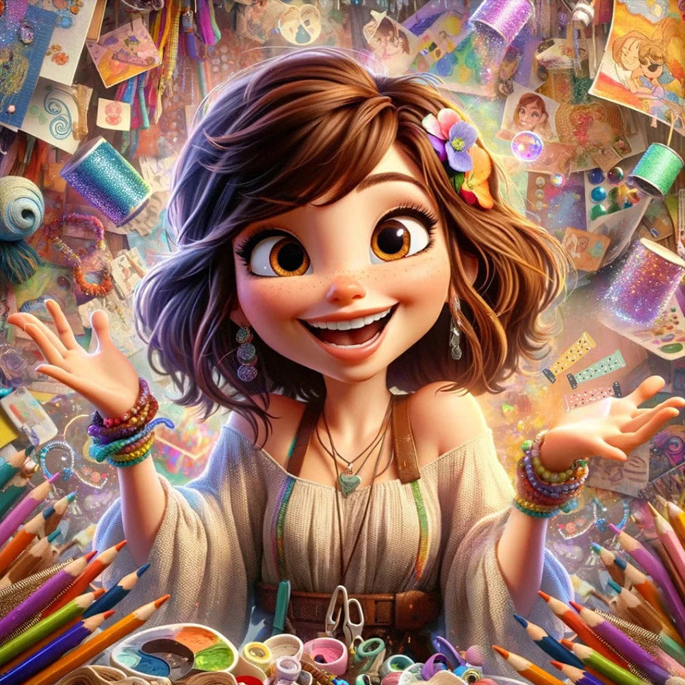 Diamond Painting - Full Round - handmade girl (40*40CM)