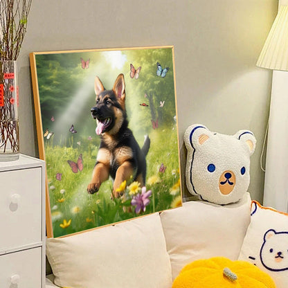 Diamond Painting - Full Round - Grass puppy collie (40*40CM)