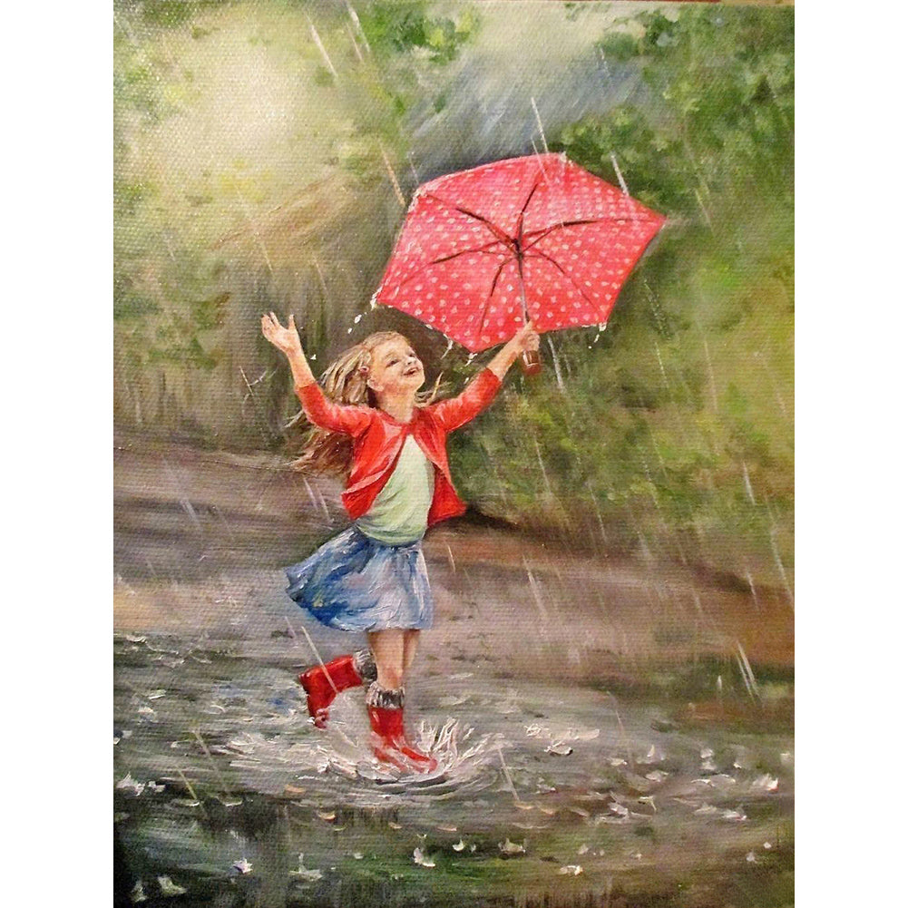 Diamond Painting - Full Round - girl in the rain (30*40CM)