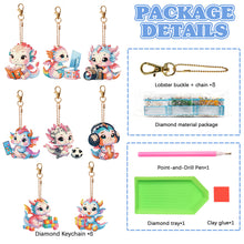 Load image into Gallery viewer, 8 Pcs Double Side Baby Dinosaur Full Drill Keyring Animal Pendant for Home Decor
