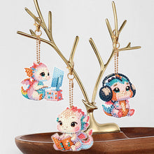 Load image into Gallery viewer, 8 Pcs Double Side Baby Dinosaur Full Drill Keyring Animal Pendant for Home Decor
