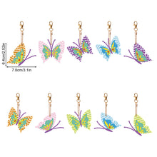 Load image into Gallery viewer, 10 Pcs Double Side Butterfly Diamond Art Keyring Animal Pendant for Office Decor
