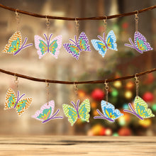 Load image into Gallery viewer, 10 Pcs Double Side Butterfly Diamond Art Keyring Animal Pendant for Office Decor
