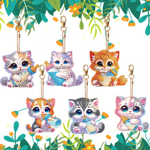 Load image into Gallery viewer, 6Pcs Double Side Animal Elf Gnome Diamond Art Keyring Diamond Painting Keychain

