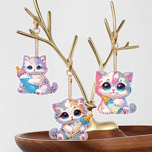 Load image into Gallery viewer, 6Pcs Double Side Animal Elf Gnome Diamond Art Keyring Diamond Painting Keychain
