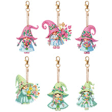 Load image into Gallery viewer, 6Pcs Double Side Animal Elf Gnome Diamond Art Keyring Diamond Painting Keychain
