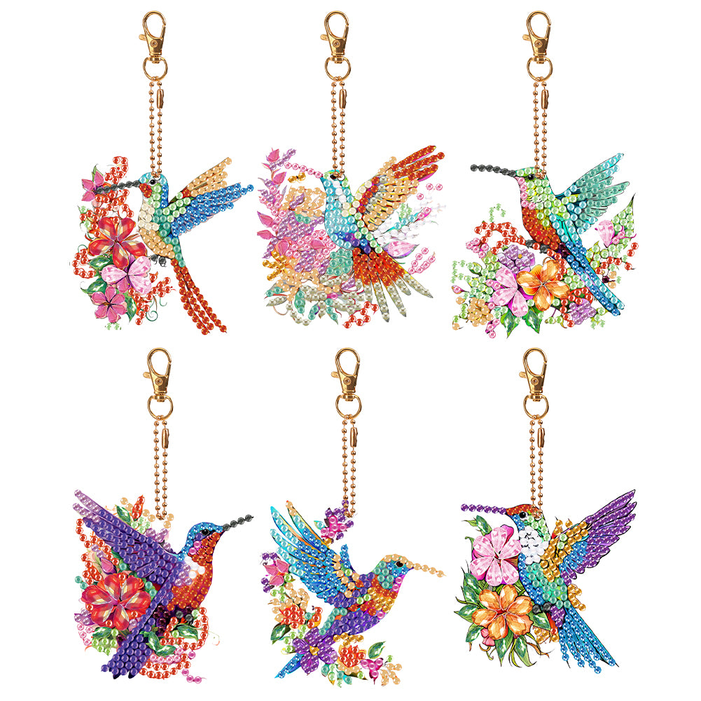 6Pcs Double Side Animal Elf Gnome Diamond Art Keyring Diamond Painting Keychain