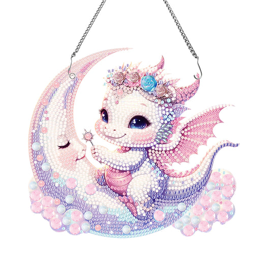 Special Shape Moon Dinosaur Baby Diamond Art Hanging Pendant for Home Wall Decor