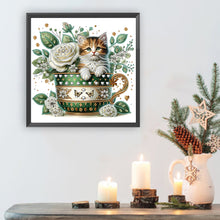 Load image into Gallery viewer, Diamond Painting - Partial Special Shaped - rose cat (30*30CM)
