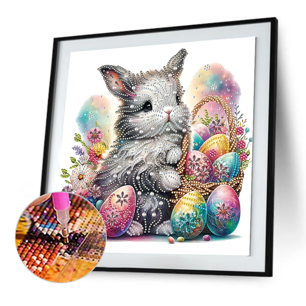 Diamond Painting - Partial Special Shaped - Easter Egg Gray Rabbit (30*30CM)