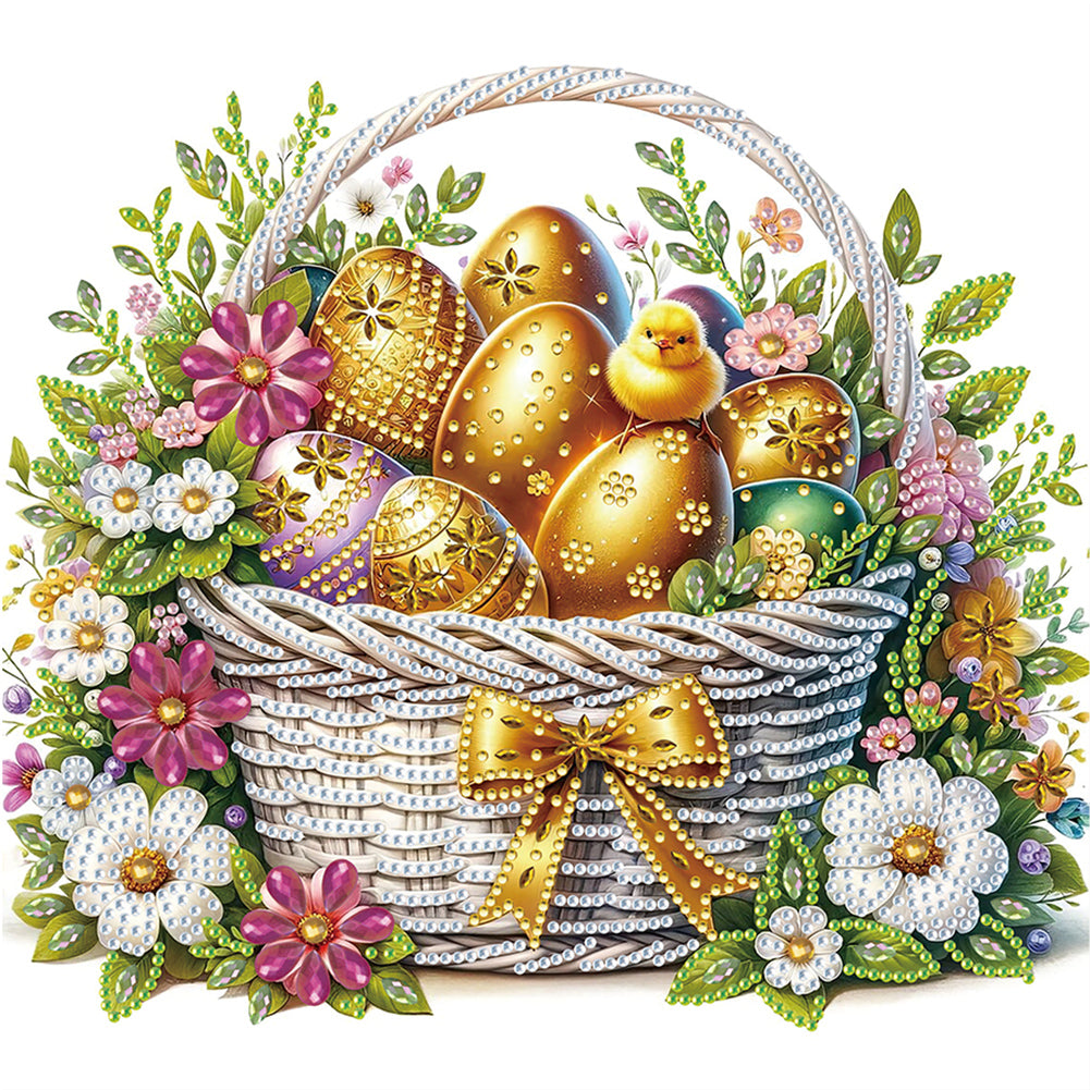 Diamond Painting - Partial Special Shaped - Easter egg little yellow chicken (30*30CM)