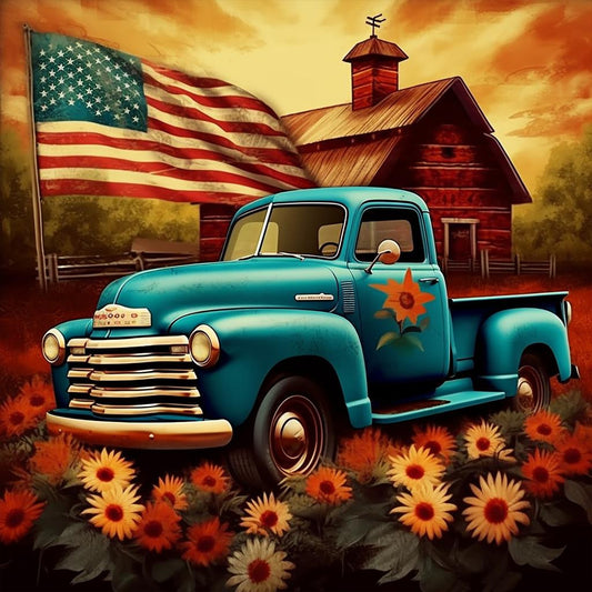 Diamond Painting - Full Round - country classic car (30*30CM)