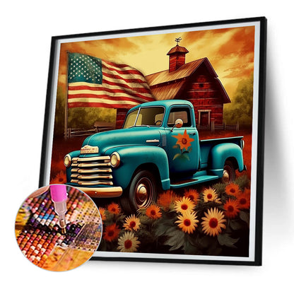 Diamond Painting - Full Round - country classic car (30*30CM)