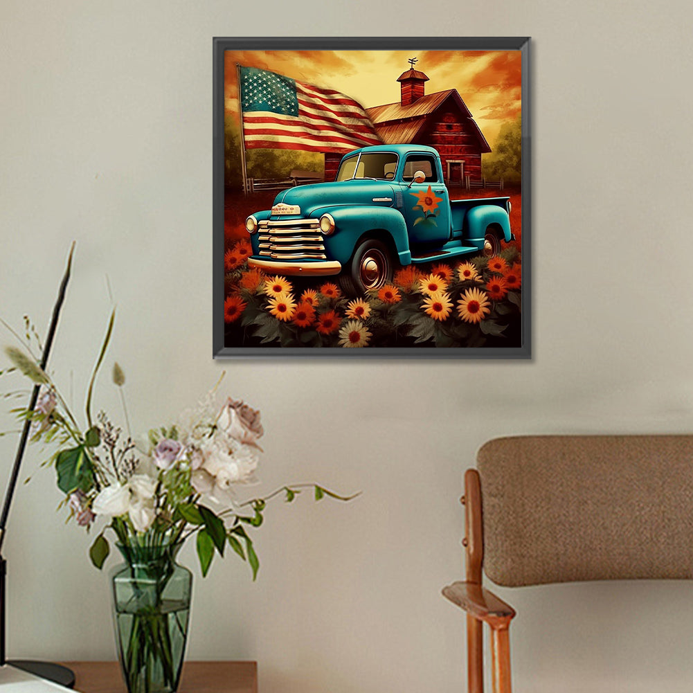 Diamond Painting - Full Round - country classic car (30*30CM)
