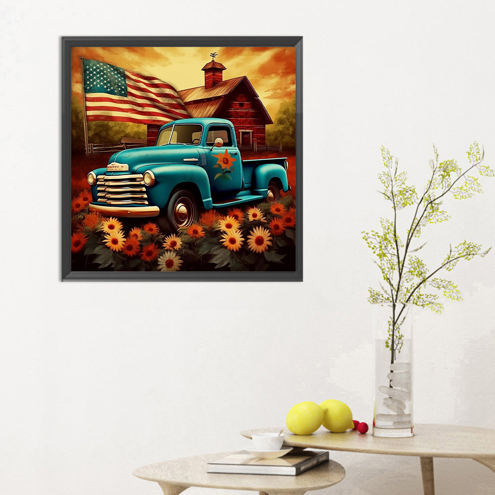 Diamond Painting - Full Round - country classic car (30*30CM)