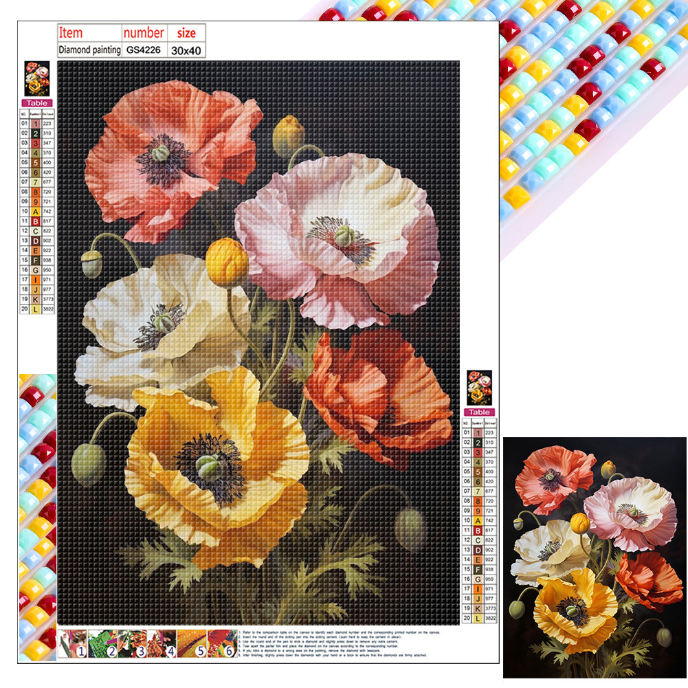 Diamond Painting - Full Square - poppy flower (30*40CM)