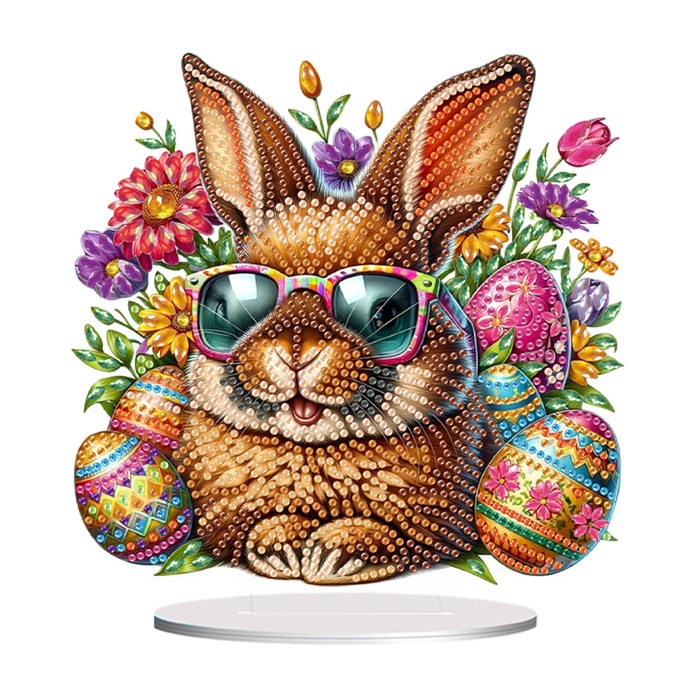 Cute Single-Side Easter Rabbit Desktop Diamond Art Kits Bedroom Table Decoration