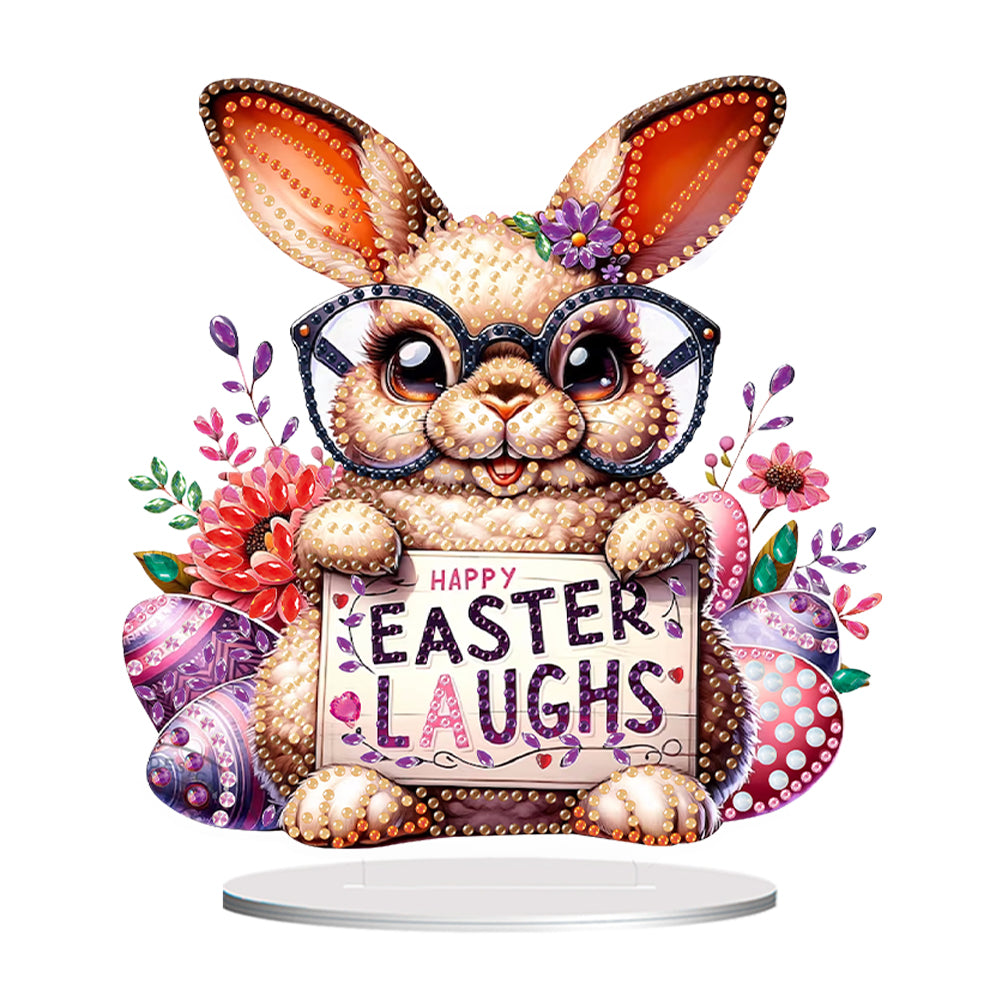 Cute Single-Side Easter Rabbit Desktop Diamond Art Kits Bedroom Table Decoration