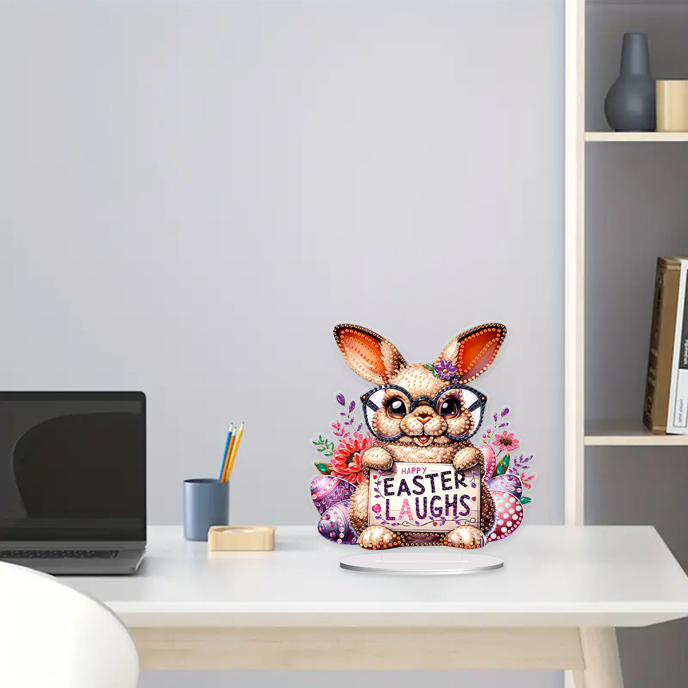 Cute Single-Side Easter Rabbit Desktop Diamond Art Kits Bedroom Table Decoration