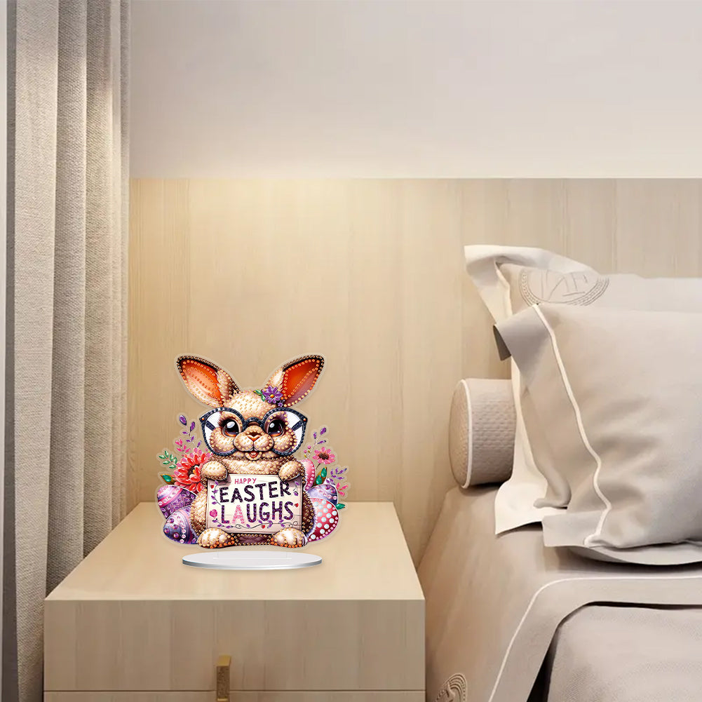 Cute Single-Side Easter Rabbit Desktop Diamond Art Kits Bedroom Table Decoration
