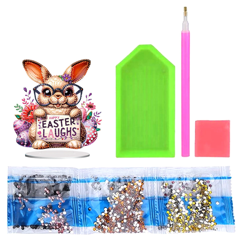 Cute Single-Side Easter Rabbit Desktop Diamond Art Kits Bedroom Table Decoration
