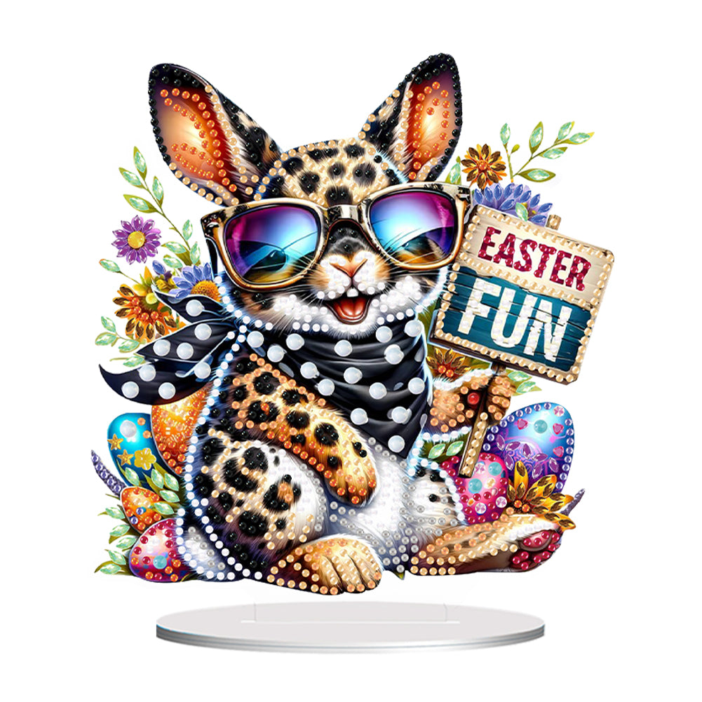 Cute Single-Side Easter Rabbit Desktop Diamond Art Kits Bedroom Table Decoration