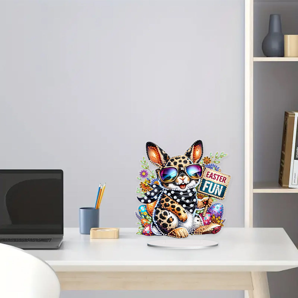 Cute Single-Side Easter Rabbit Desktop Diamond Art Kits Bedroom Table Decoration