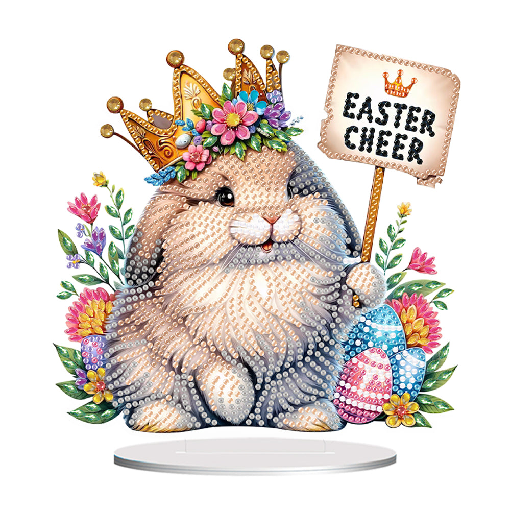 Cute Single-Side Easter Rabbit Desktop Diamond Art Kits Bedroom Table Decoration