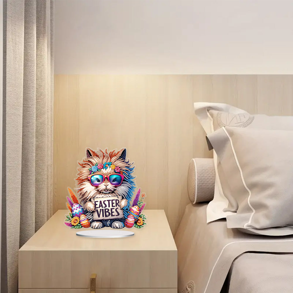 Cute Single-Side Easter Rabbit Desktop Diamond Art Kits Bedroom Table Decoration