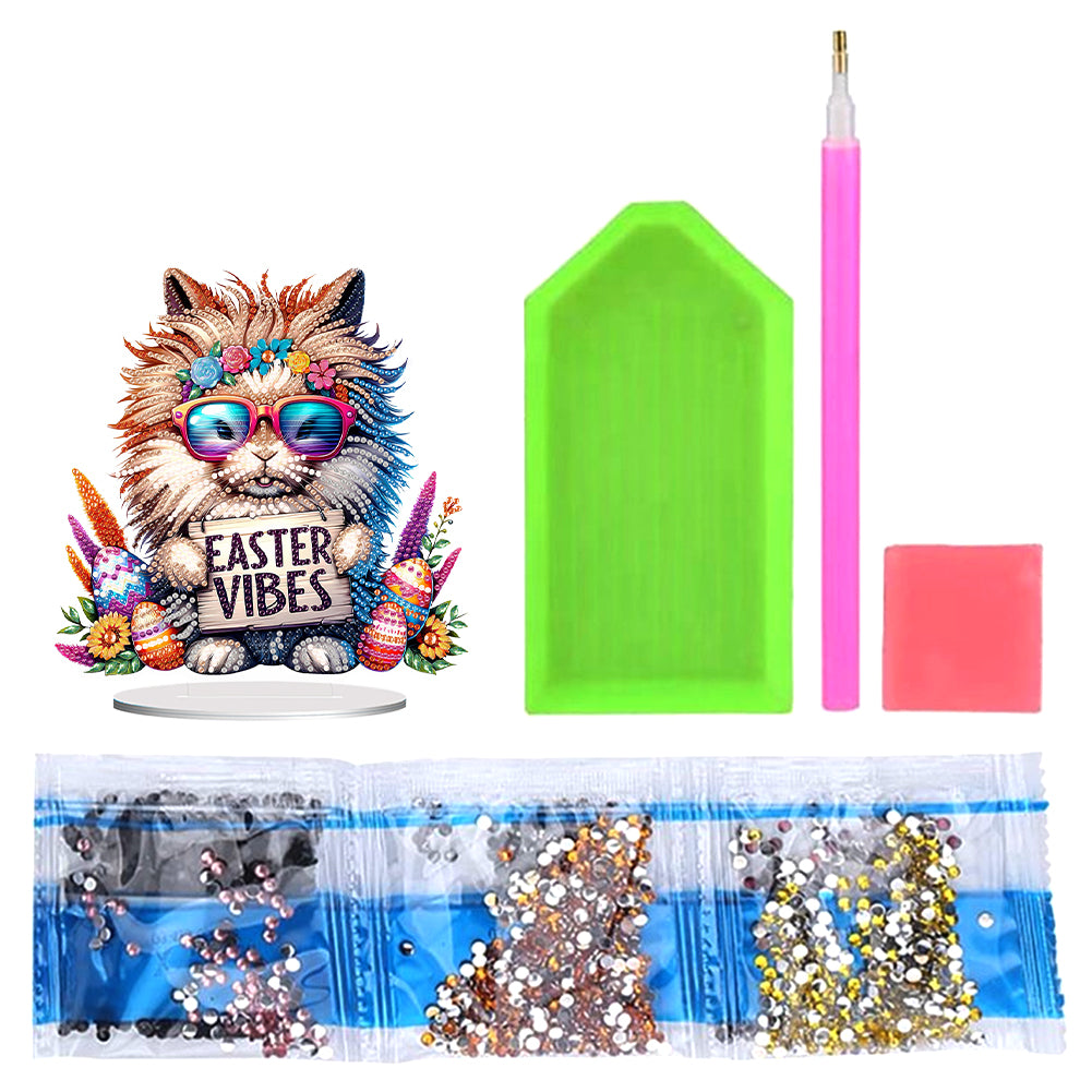 Cute Single-Side Easter Rabbit Desktop Diamond Art Kits Bedroom Table Decoration